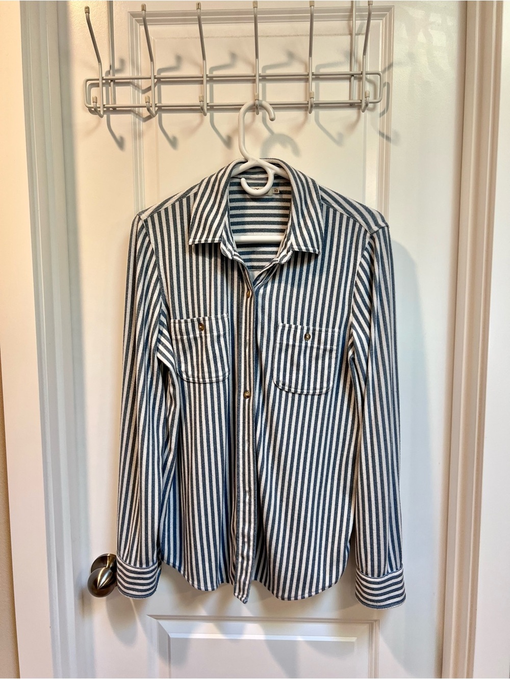 Faherty Blue & White Striped Button-Down “Legend Sweater” Shirt - Picture 5 of 8